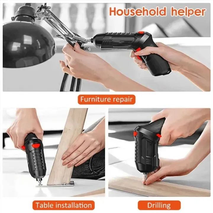 Portable Electric Screwdriver Cordless 47 in 1 Rotated 90 Degrees Rechargeable Screwdriver with LED for Home Office DIY Tools Drill Machine