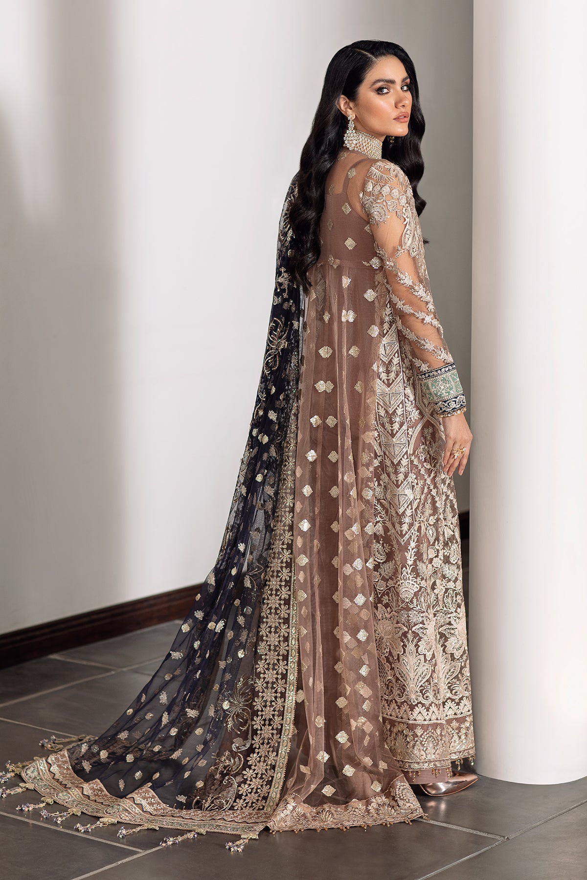 EMBROIDERED NET CH09-07 UNSTITCHED