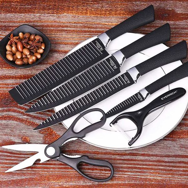 6 Pcs Non Stick Knife Set For Kitchen Professionals Chef Super Sharp High Carbon.