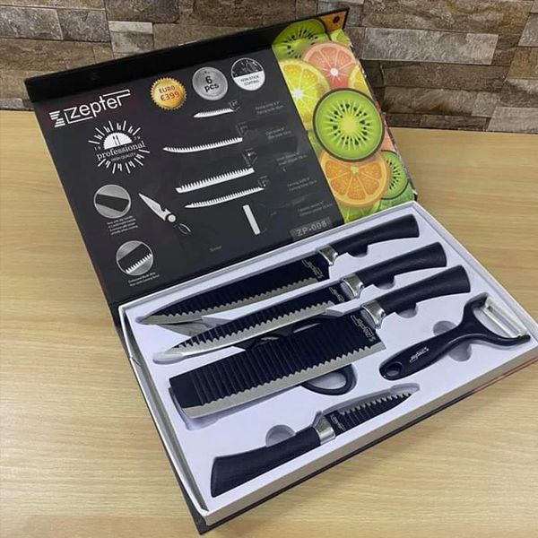 6 Pcs Non Stick Knife Set For Kitchen Professionals Chef Super Sharp High Carbon.