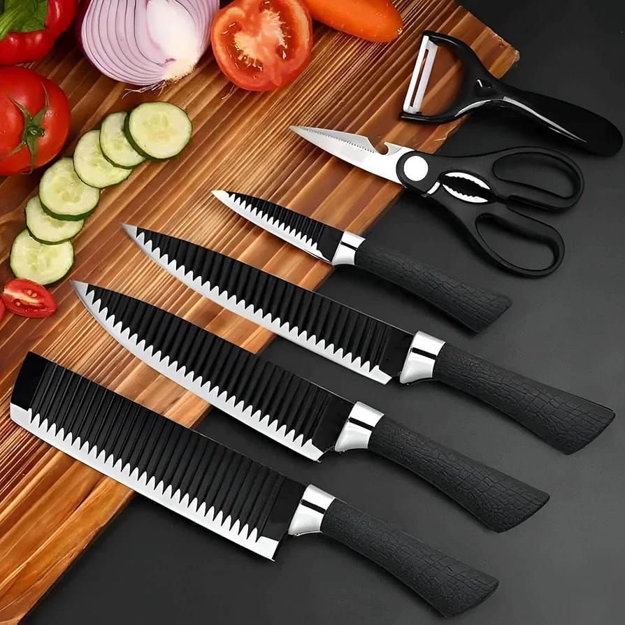 6 Pcs Non Stick Knife Set For Kitchen Professionals Chef Super Sharp High Carbon.