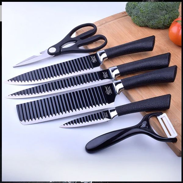 6 Pcs Non Stick Knife Set For Kitchen Professionals Chef Super Sharp High Carbon.