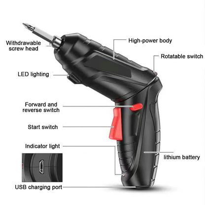Portable Electric Screwdriver Cordless 47 in 1 Rotated 90 Degrees Rechargeable Screwdriver with LED for Home Office DIY Tools Drill Machine