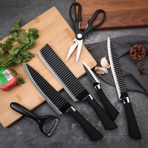 6 Pcs Non Stick Knife Set For Kitchen Professionals Chef Super Sharp High Carbon.