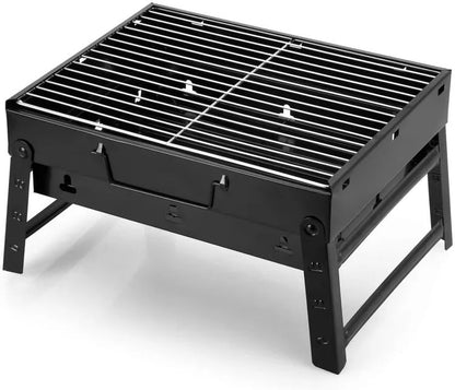 Folding Portable Outdoor Barbeque Charcoal Bbq Grill Oven Black Carbon Stee
