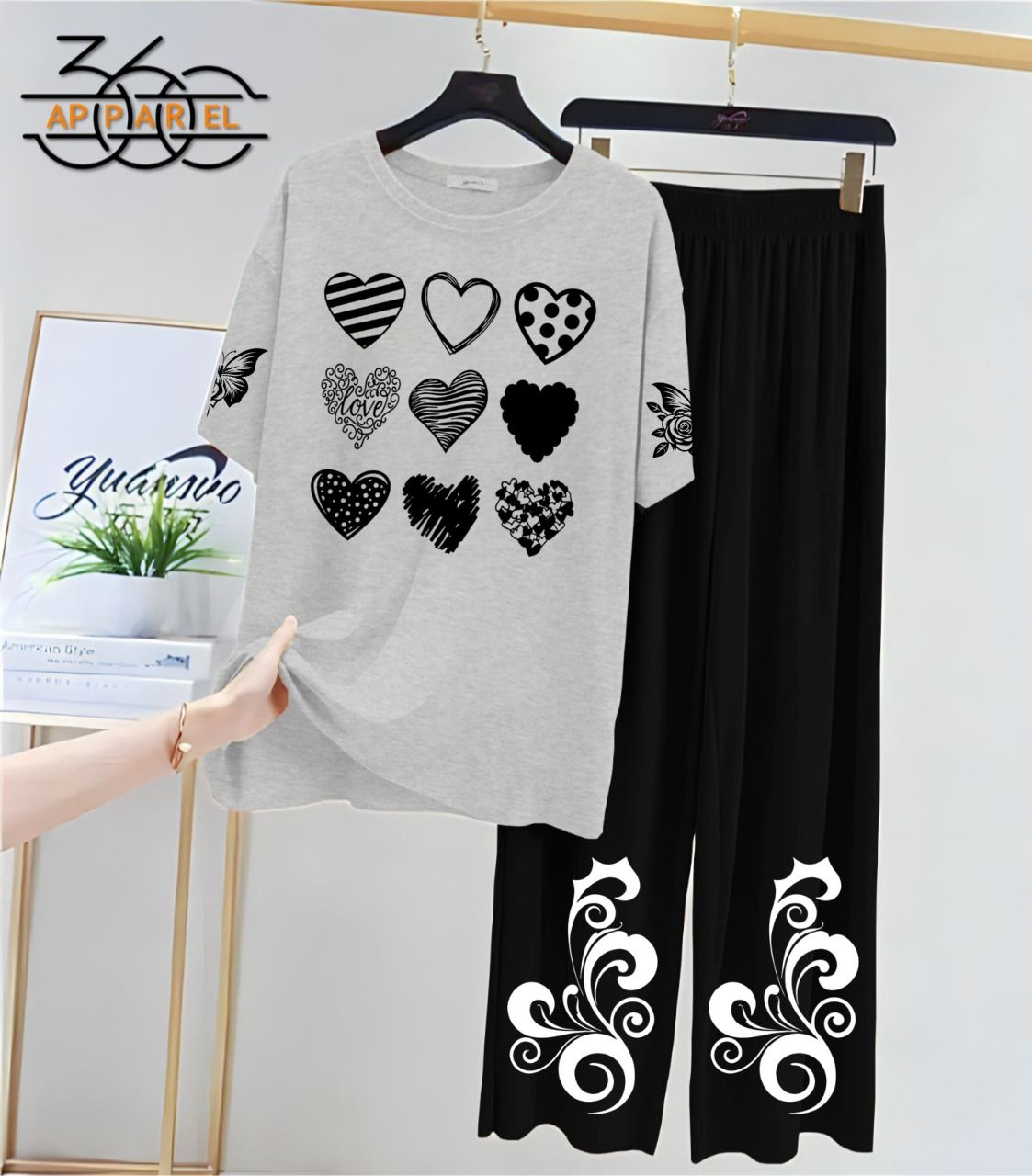 Yellow & Black Women Printed Night Suit Fabric Jersey